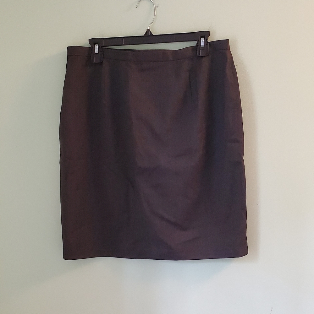 VINTAGE Giorgio Armani Classico 90s Designer Minimalist Gray Wool Skirt Size 14 - Picture 4 of 8